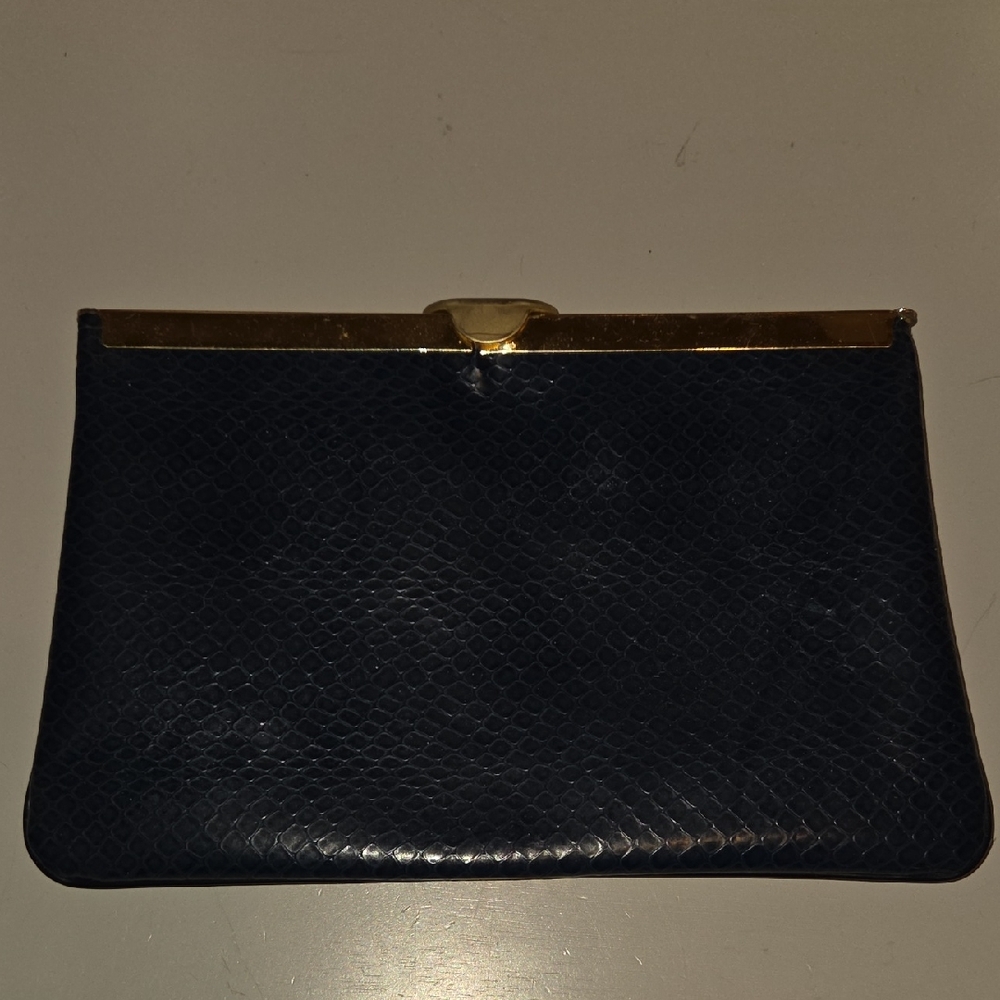 ✨ Vintage Etra Genuine Leather Envelope Clutch — Faux Reptile Pattern